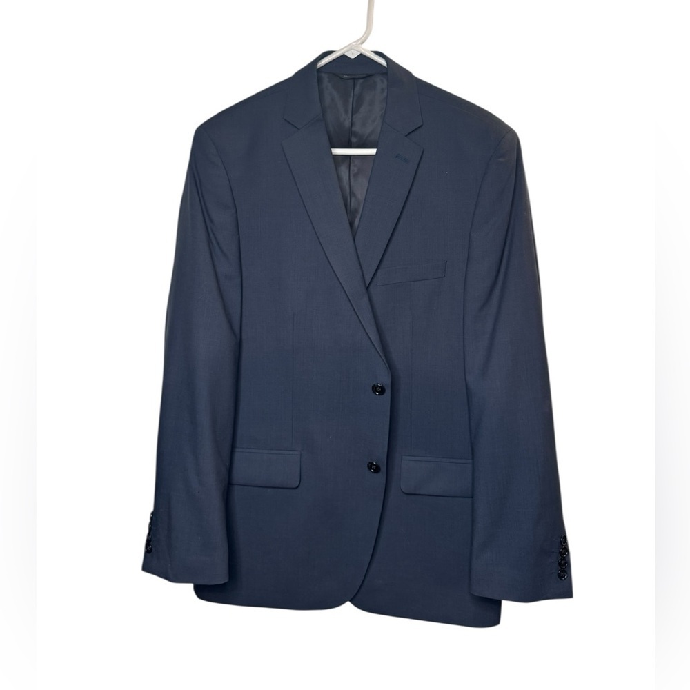 Marc Anthony Slim Fit Navy 44R Wool Blend Suit Jacket Classic Preppy Style